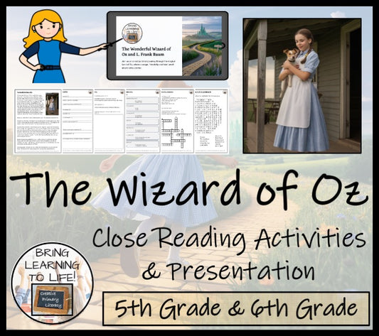 The Wonderful Wizard of Oz Fiction Reading Comprehension | 5th Grade & 6th Grade
