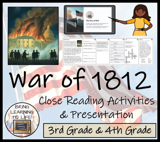 War of 1812 Close Reading Comprehension Activities | 3rd Grade & 4th Grade