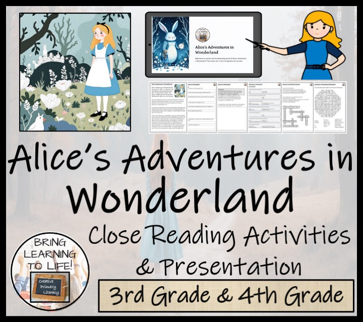 Alice in Wonderland Fiction Reading Comprehension | 3rd Grade & 4th Grade