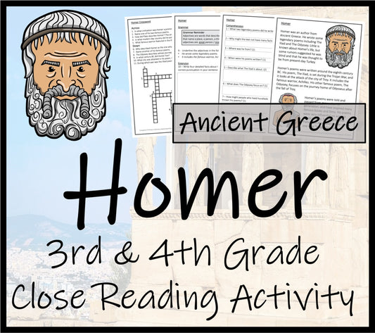 Homer Close Reading Comprehension Activity | 3rd Grade & 4th Grade