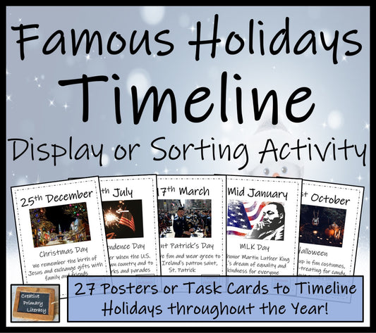 Famous Holidays Timeline Display Research and Sorting Activity