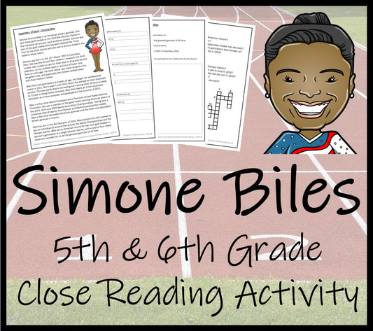 Simone Biles Close Reading Comprehension Activity | 5th Grade & 6th Grade