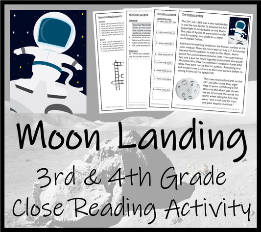 The Moon Landing Close Reading Comprehension Activity | 3rd Grade & 4th Grade