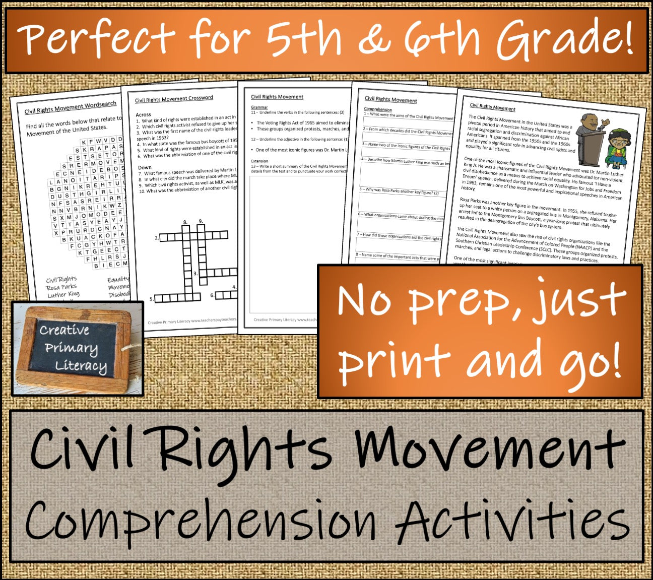 Civil Rights Movement Close Reading Comprehension Activity | 5th & 6th Grade