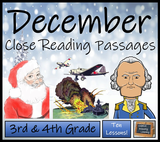December Close Reading Comprehension Passages | 3rd Grade & 4th Grade