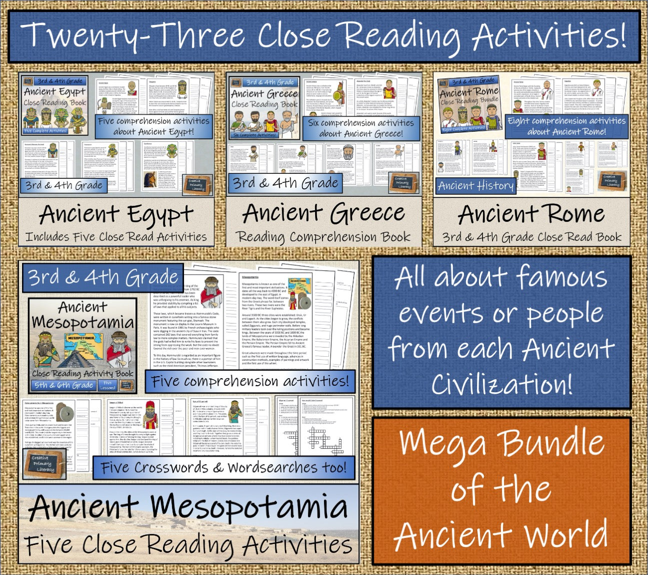 Ancient History Mega Bundle | 3rd & 4th Grade | 80 hours of Activities