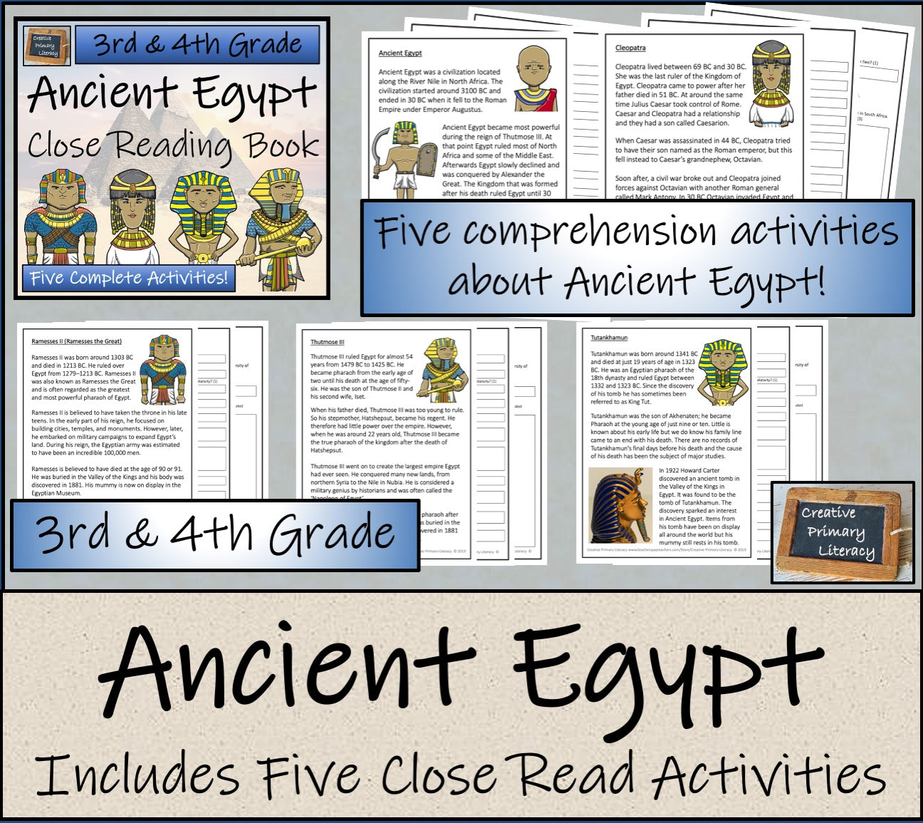 Ancient History Close Reading Comprehension Book Bundle | 3rd Grade & 4th Grade