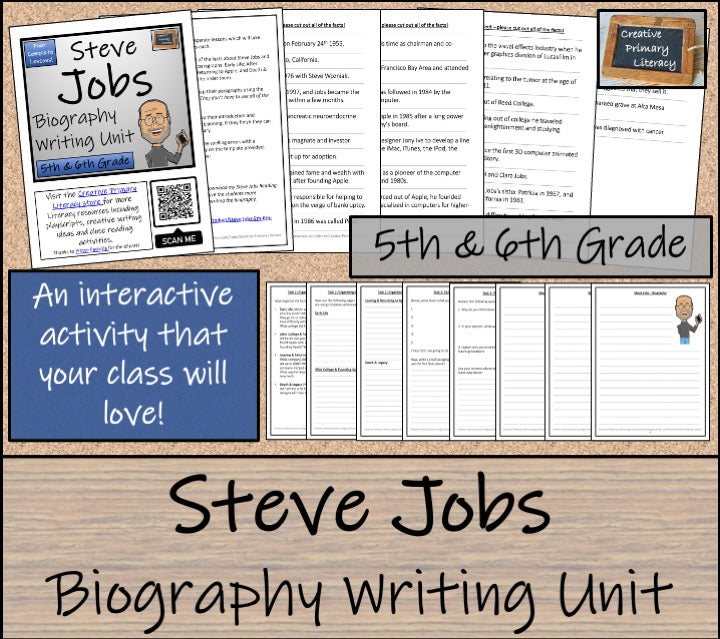 Steve Jobs Biography Writing Unit | 5th Grade & 6th Grade