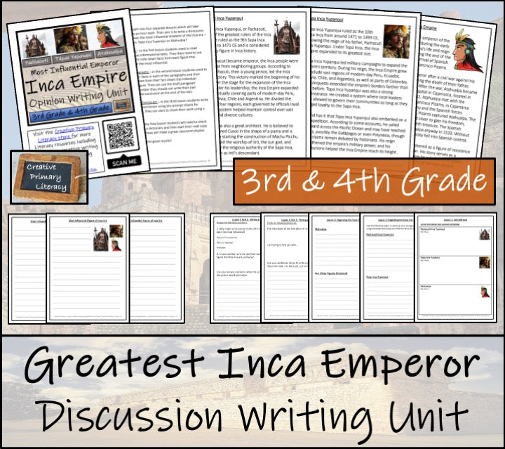 Most Influential Emperor of Inca Empire Opinion Writing Unit | 3rd & 4th Grade