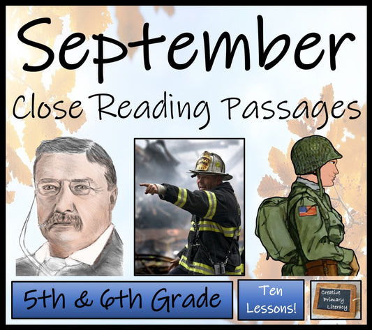 September Close Reading Comprehension Passages | 5th Grade & 6th Grade