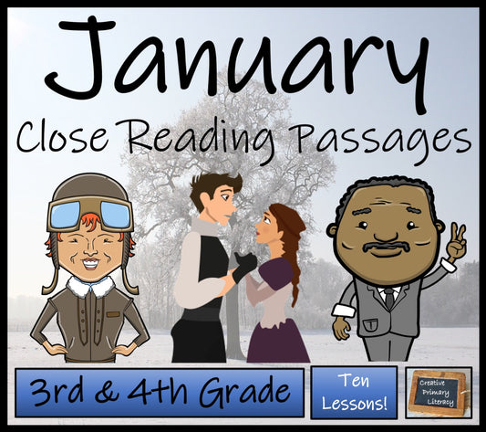 January Close Reading Comprehension Passages | 3rd Grade & 4th Grade