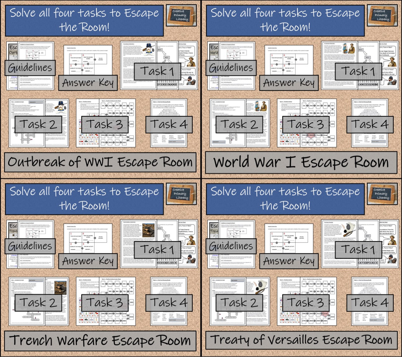First World War Escape Room Activity Bundle | 5th Grade & 6th Grade