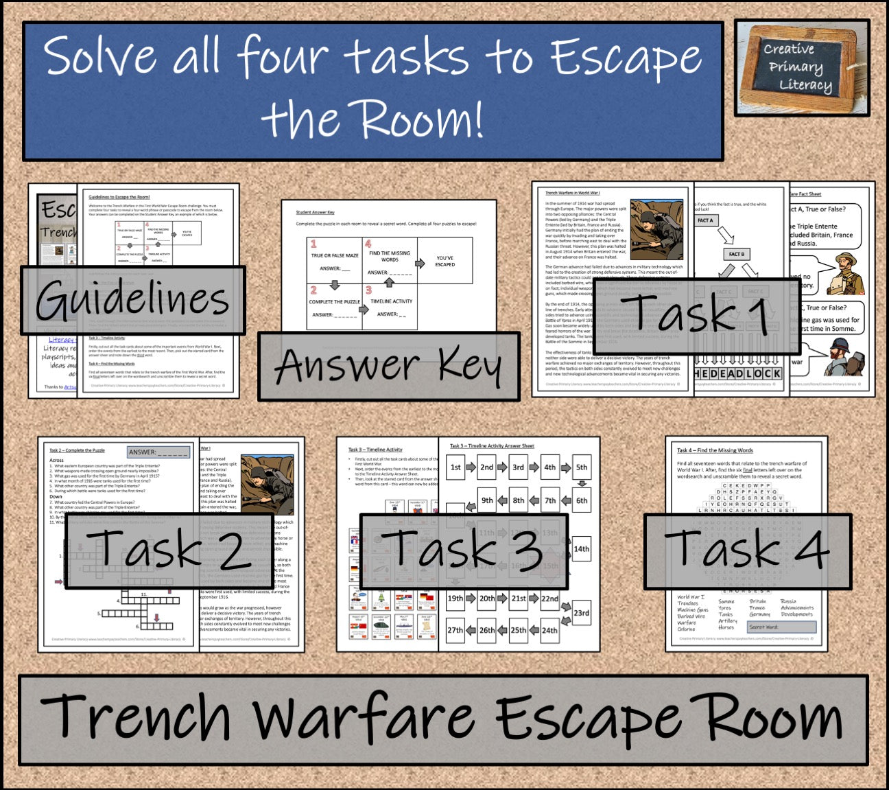 Trench Warfare in the First World War Escape Room Activity