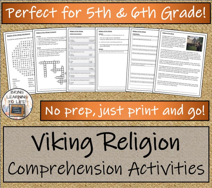 Viking Religion Close Reading Comprehension Activities | 5th Grade & 6th Grade