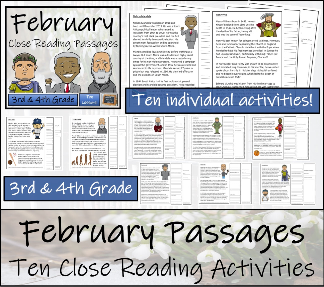 February Close Reading Comprehension Passages | 3rd Grade & 4th Grade