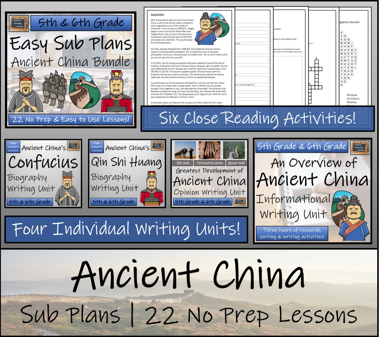 Emergency Sub Plans | Ancient China Bundle | 5th Grade & 6th Grade