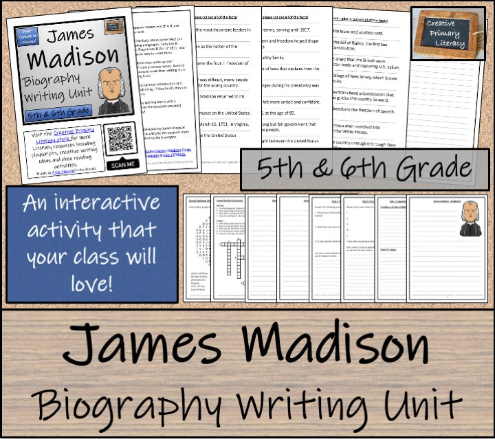 James Madison Biography Writing Unit | 5th Grade & 6th Grade