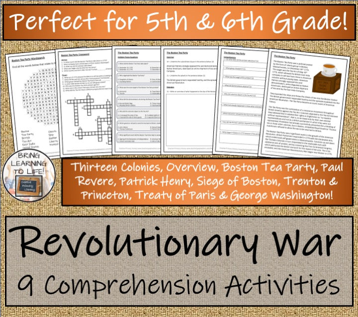American Revolutionary War Close Reading Comprehension Bundle | 5th & 6th Grade