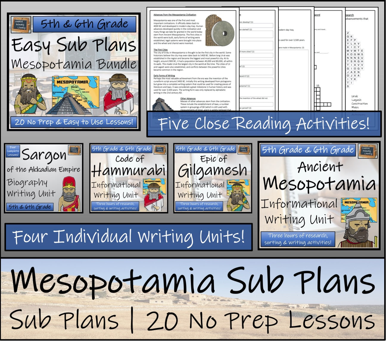 Emergency Sub Plans | Ancient Mesopotamia Bundle | 5th Grade & 6th Grade