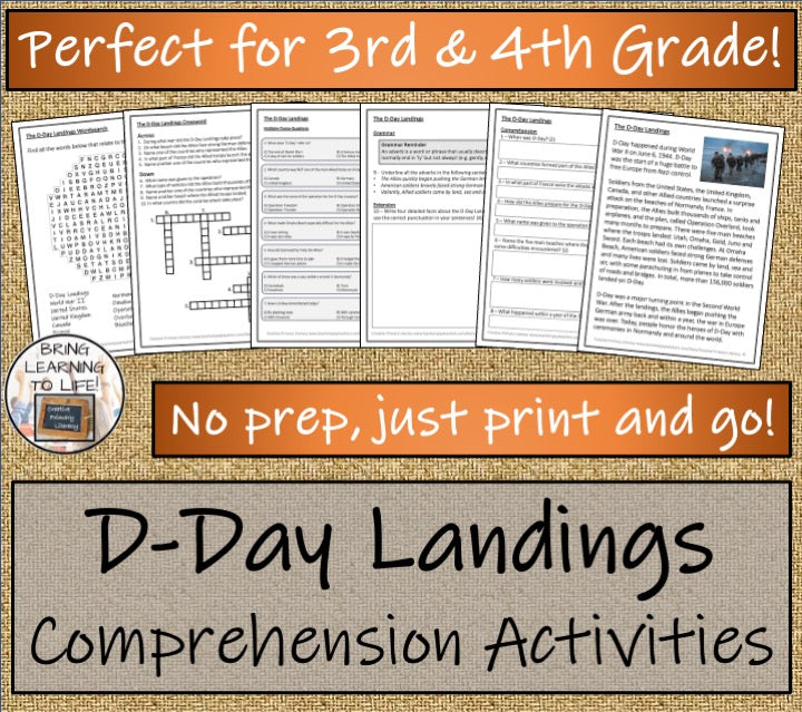 D-Day Landings Close Reading Comprehension Activities | 3rd Grade & 4th Grade
