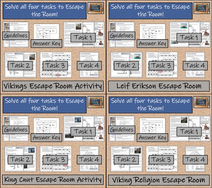 Viking History Escape Room Activity Bundle | 5th Grade & 6th Grade