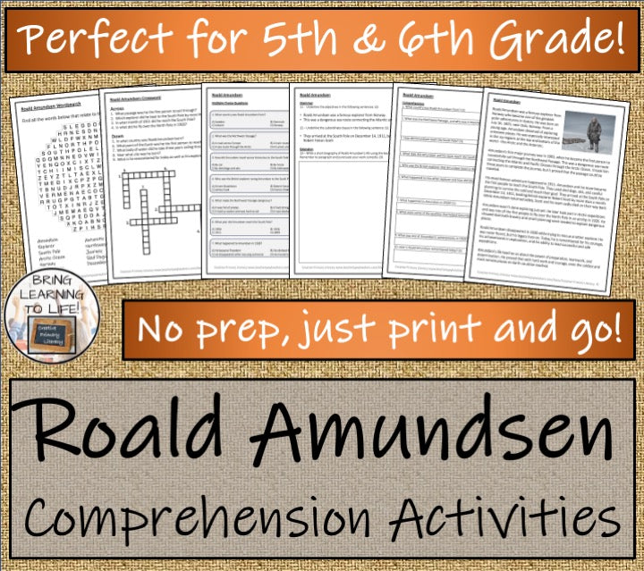 Roald Amundsen Close Reading Comprehension Activities | 5th Grade & 6th Grade