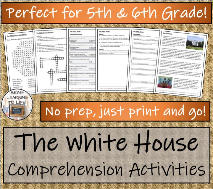 The White House Close Reading Comprehension Activities | 5th Grade & 6th Grade