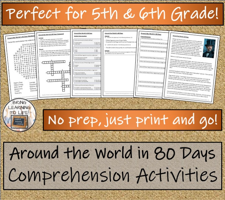 Around the World in 80 Days Reading Comprehension | 5th Grade & 6th Grade