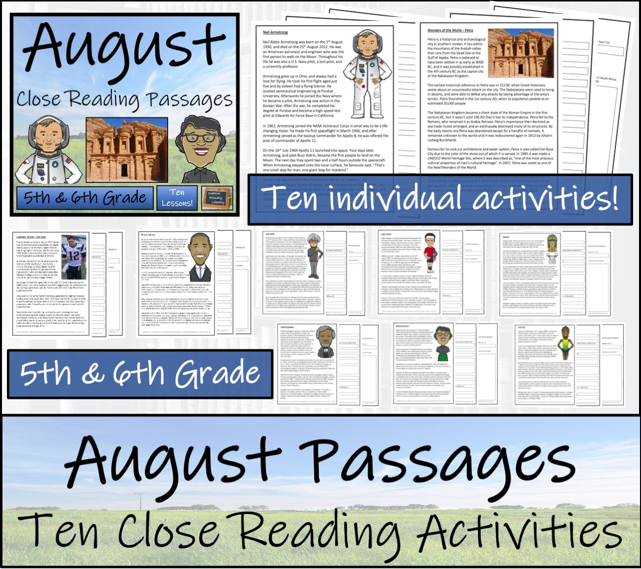 August Close Reading Comprehension Passages | 5th Grade & 6th Grade