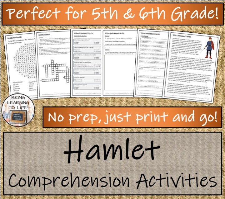 Hamlet Close Reading Comprehension Activities | 5th Grade & 6th Grade
