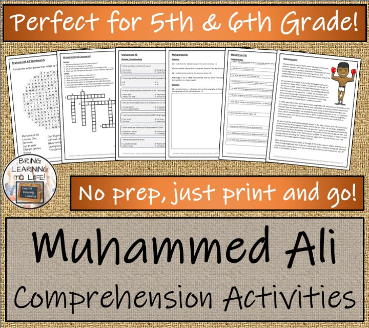 Muhammed Ali Close Reading Comprehension Activities | 5th Grade & 6th Grade