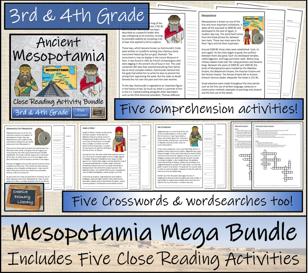Ancient Mesopotamia Mega Bundle of Activities | 3rd Grade & 4th Grade