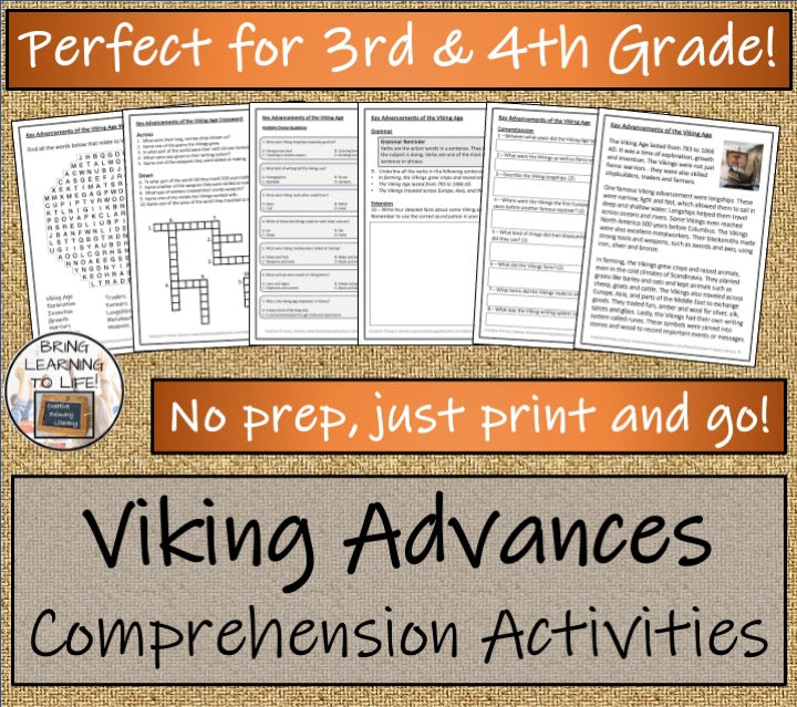 Viking Advancements Close Reading Comprehension Activities | 3rd & 4th Grade