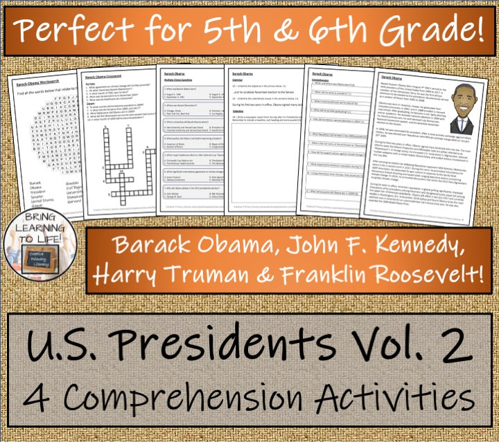 U.S. Presidents Volume 2 Close Reading Activity Bundle | 5th Grade & 6th Grade