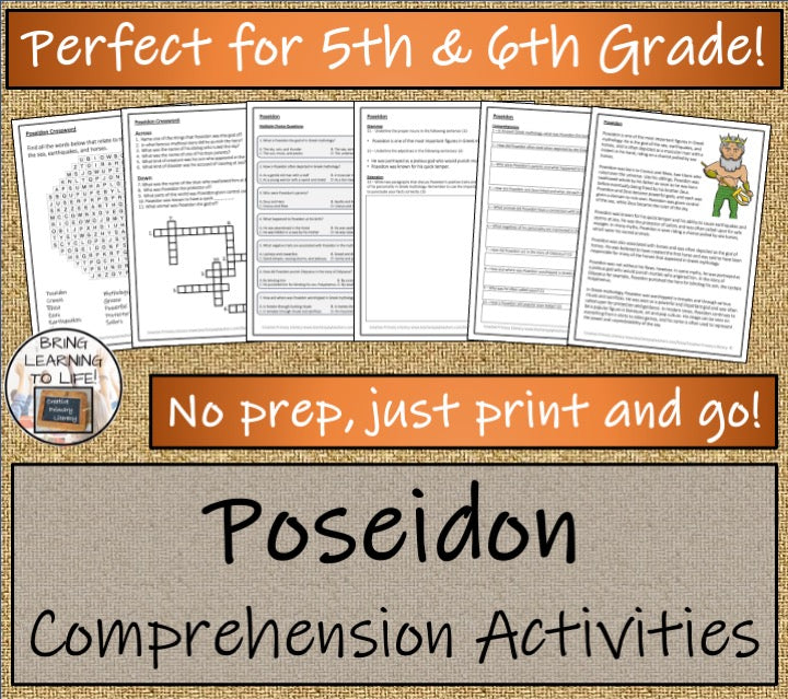 Poseidon Close Reading Comprehension Activity | 5th Grade & 6th Grade