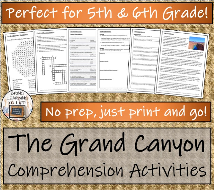 The Grand Canyon Close Reading Comprehension Activities | 5th Grade & 6th Grade