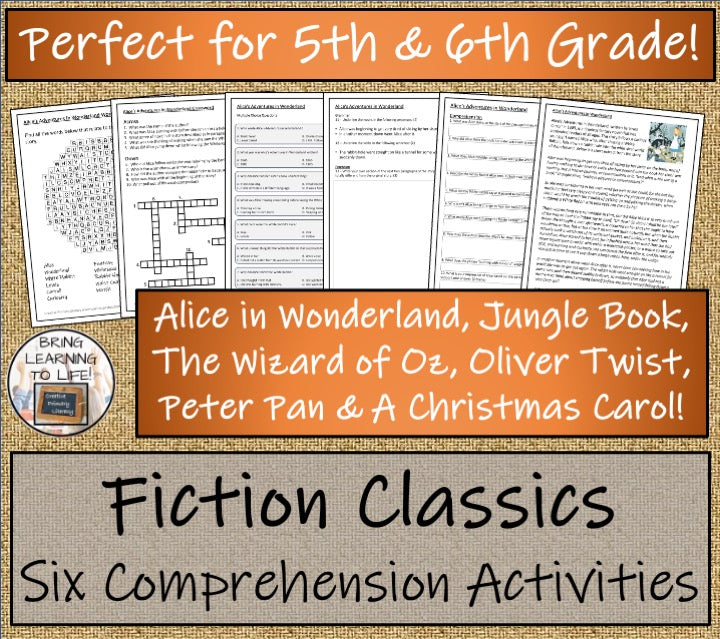 Fiction Classics Close Reading Comprehension Bundle | 5th Grade & 6th Grade