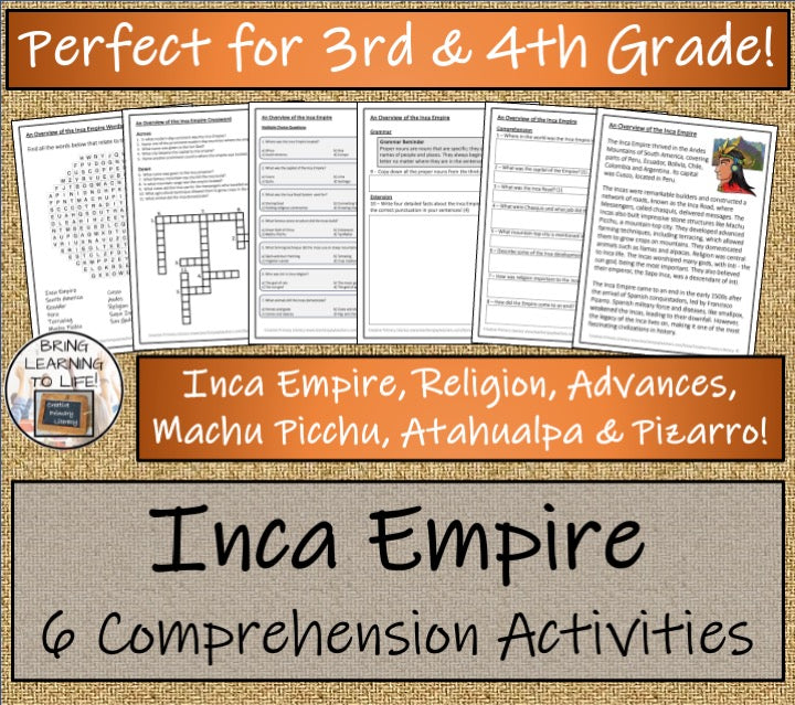 Inca Empire Close Reading Comprehension Bundle | 3rd Grade & 4th Grade