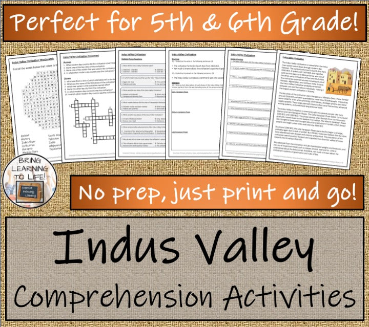 Indus Valley Civilization Close Reading Comprehension | 5th Grade & 6th Grade
