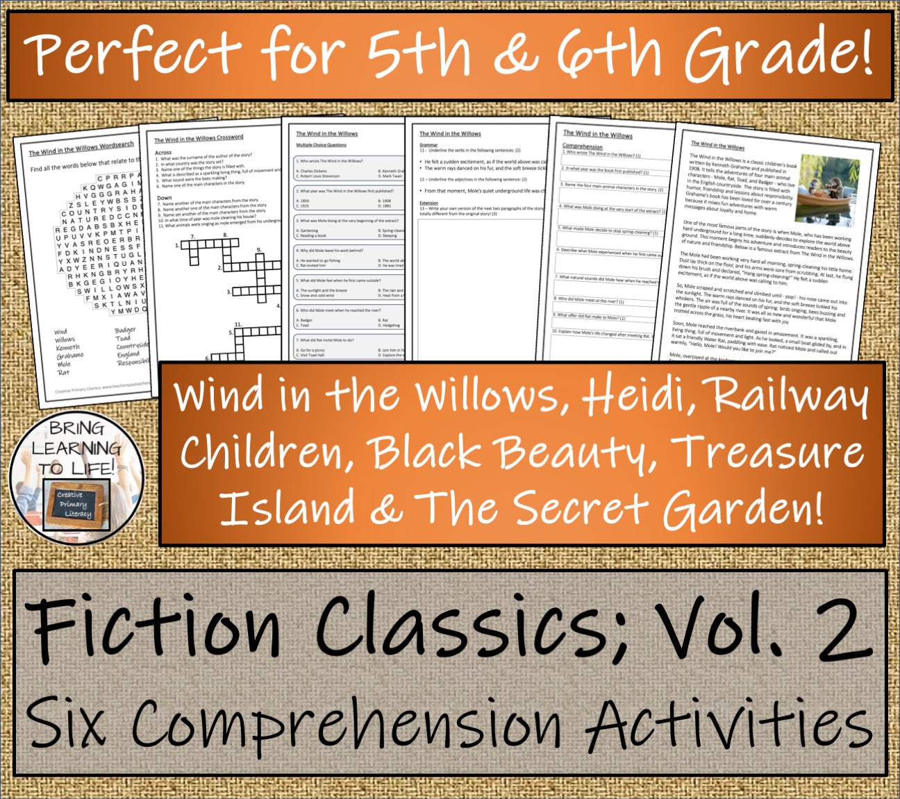 Fiction Classics Volume 2 Reading Comprehension Bundle | 5th & 6th Grade