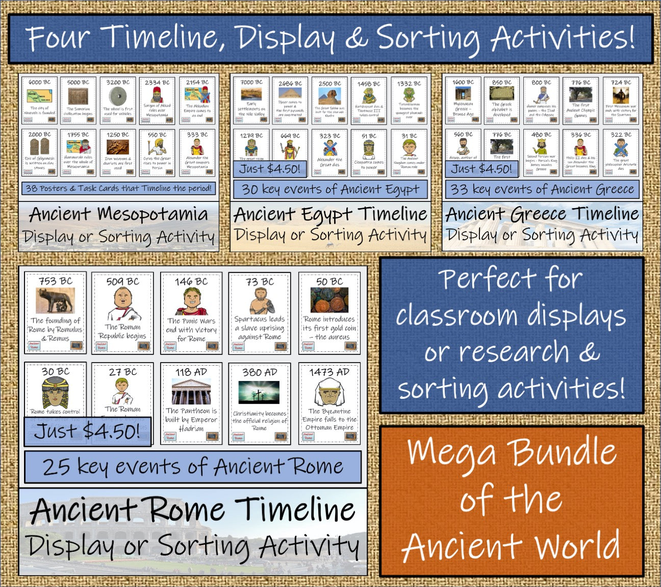 Ancient History Mega Bundle | 3rd & 4th Grade | 80 hours of Activities