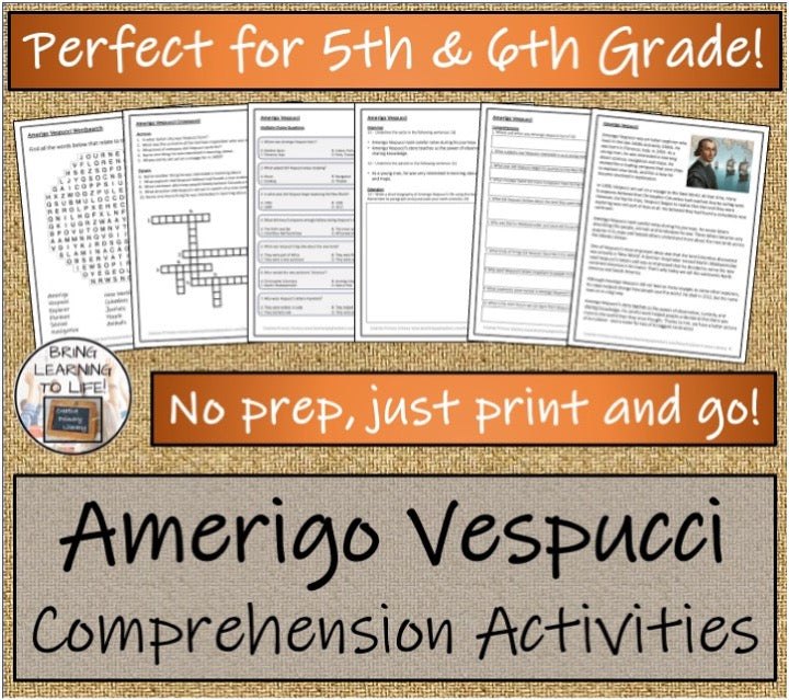 Amerigo Vespucci Close Reading & Biography Bundle | 5th Grade & 6th Grade