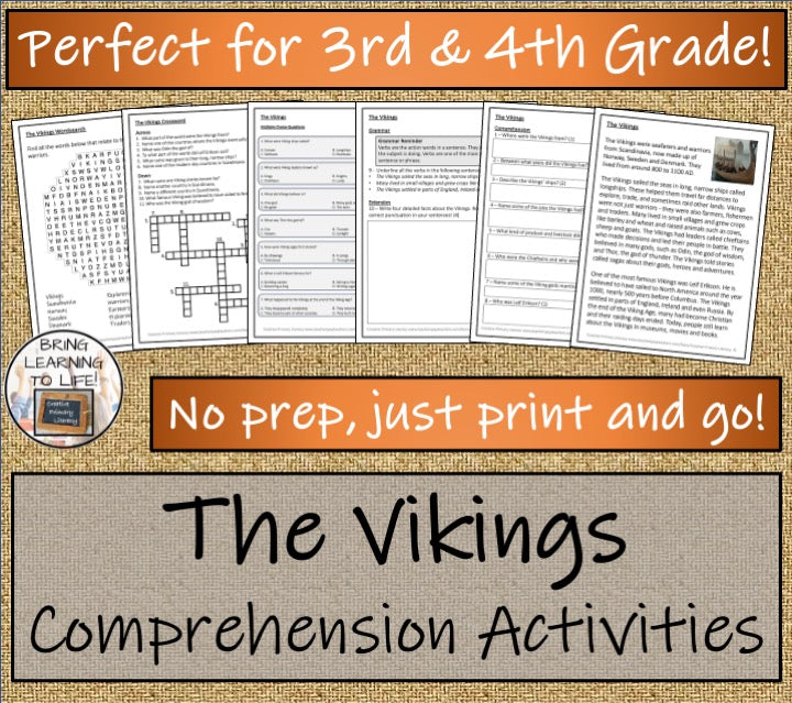The Vikings Close Reading Comprehension Activities | 3rd Grade & 4th Grade