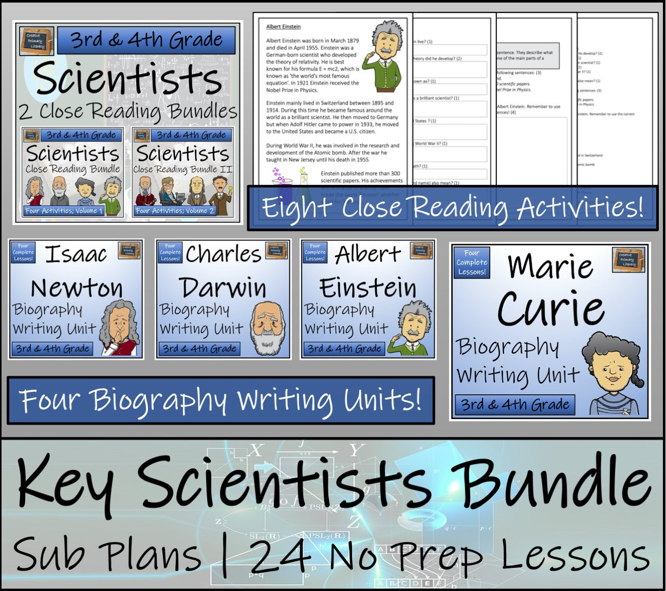 Emergency Sub Plans | Famous Scientists Bundle | 3rd Grade & 4th Grade
