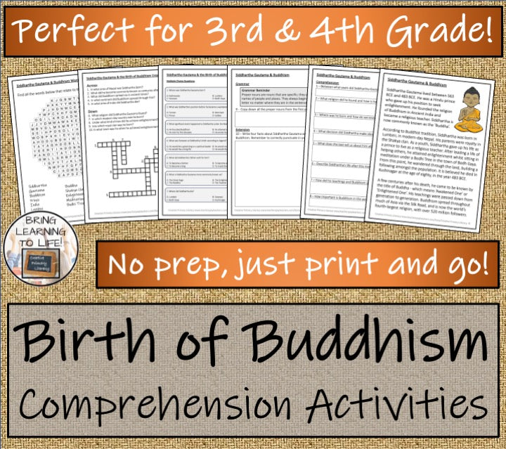 Siddhartha Gautama & the Birth of Buddhism Close Reading | 3rd Grade & 4th Grade