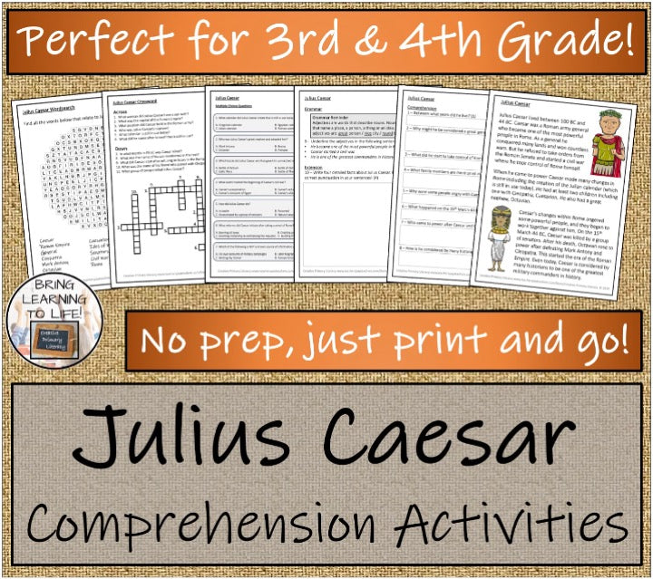 Julius Caesar Close Reading & Biography Bundle | 3rd Grade & 4th Grade