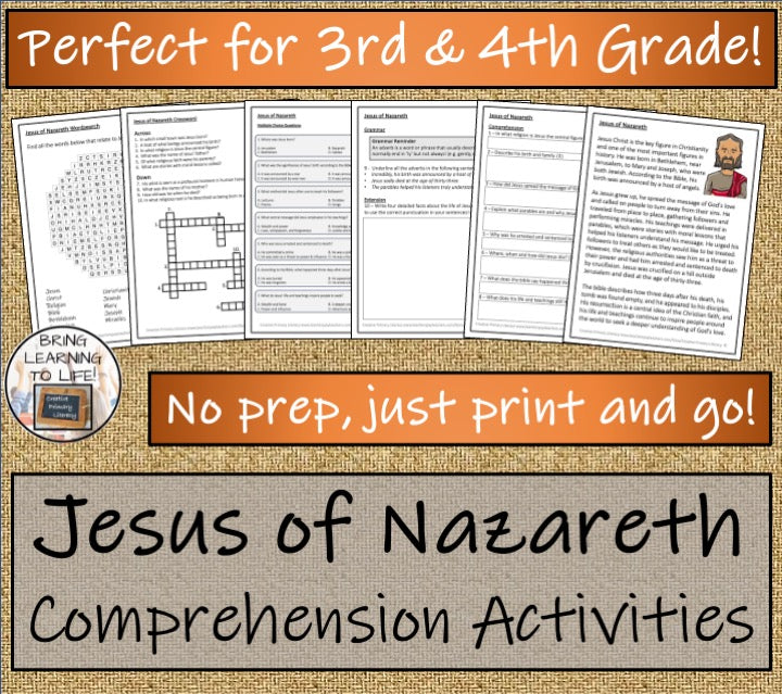 Jesus of Nazareth Close Reading Comprehension Activities | 3rd Grade & 4th Grade