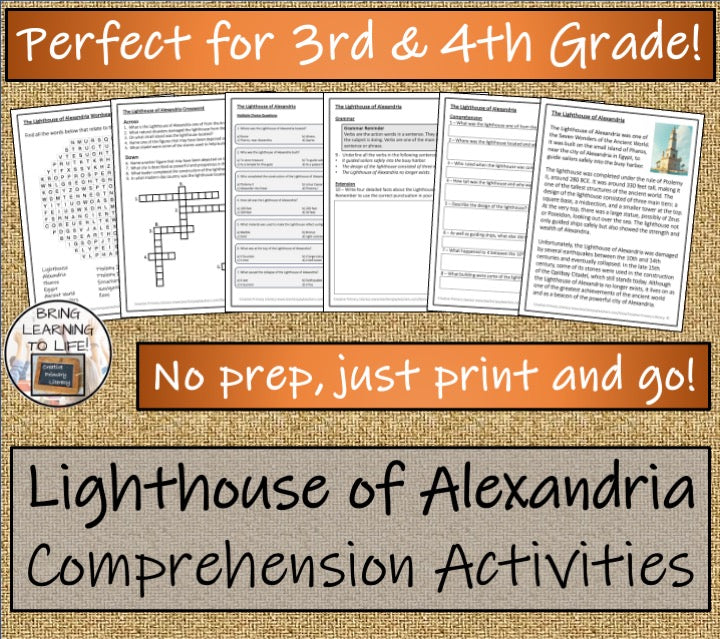 Lighthouse of Alexandria Close Reading Activities | 3rd Grade & 4th Grade