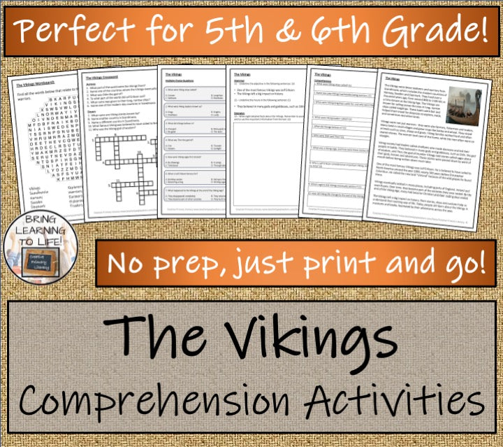 The Vikings Close Reading Comprehension Activities | 5th Grade & 6th Grade
