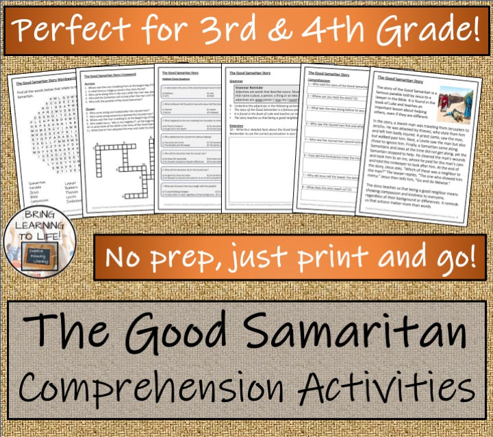 The Good Samaritan Story Close Reading Activities | 3rd Grade & 4th Grade